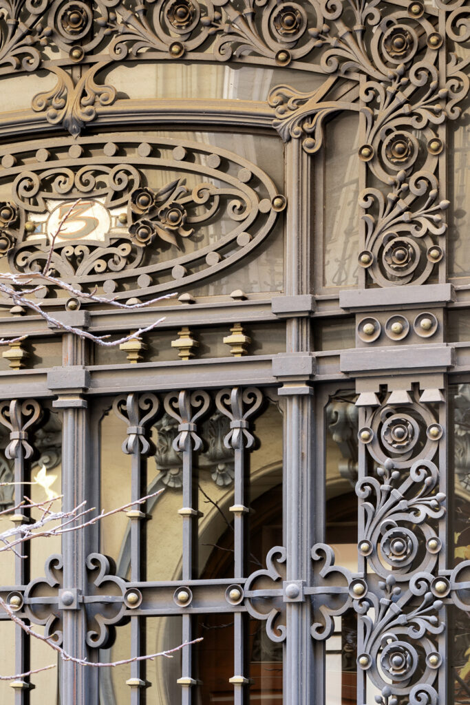 Decoraciones en hierro de la puerta principal. Fotografía de las decoraciones en hierro de la puerta principal.