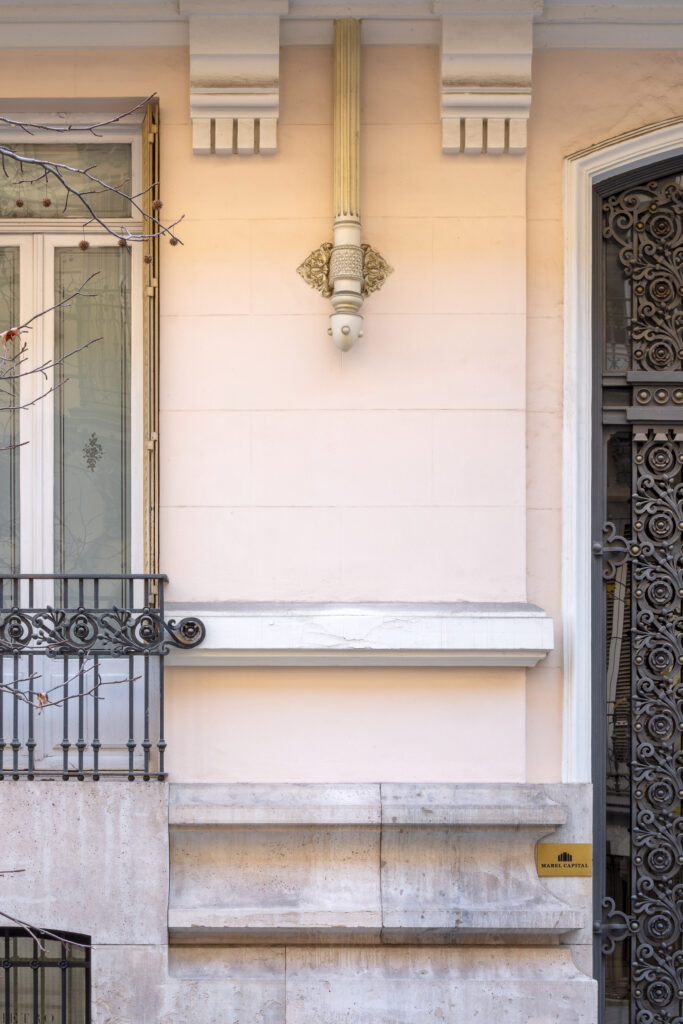 Decoraciones orgánicas en la fachada. Fotografía de las decoraciones orgánicas en la fachada.